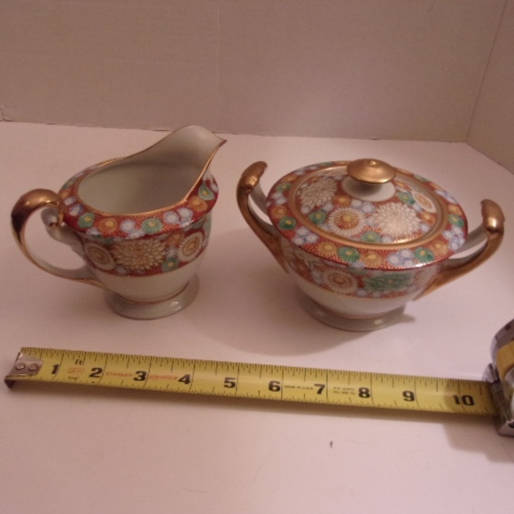 RARE WWII SHOZAN KUTANI HAND PAINTED SUGAR/CREAMER - Picture 1 of 8
